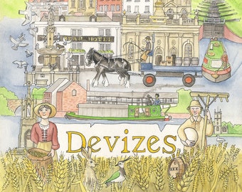 Tea Towel - Devizes, portrait of a Wiltshire town