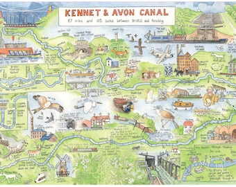 Tea Towel - Kennet and Avon Canal map