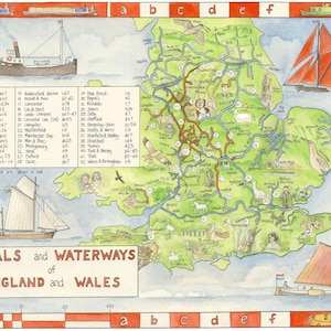 Canals and Waterways of England and Wales, map, A3