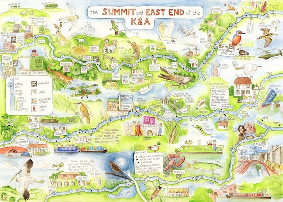 kennet and avon canal map Canal Map Kennet And Avon Summit And East End A4 Etsy