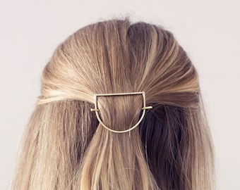 Brass Hair Slide - Half Circle