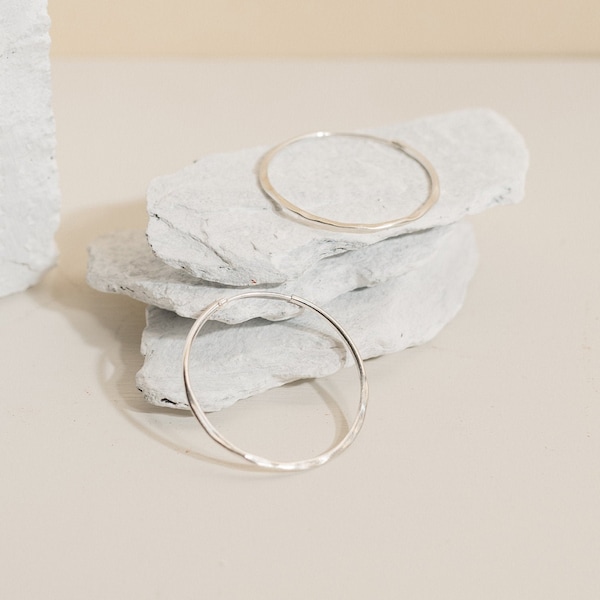 Hammered Hoop Earrings Sterling Silver