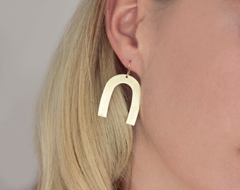 Brass Arc Drop Earrings - Minimalist Handmade Brass Jewellery