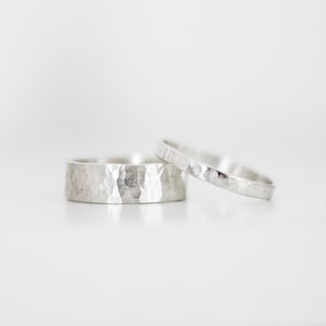Sterling Silver Hammered Band Ring - Minimalist Handmade Jewellery