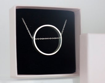 Large Open Circle Necklace (Sterling Silver)