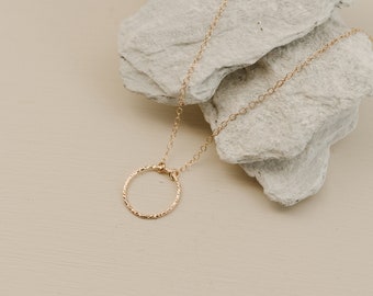 Textured Circle Necklace (Gold) - Modern Geometric Jewellery