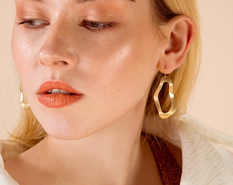Molten Drop Earrings - Minimalist Handmade Brass Jewellery