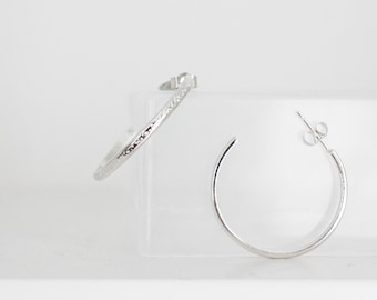 Sterling Silver Textured Hoops