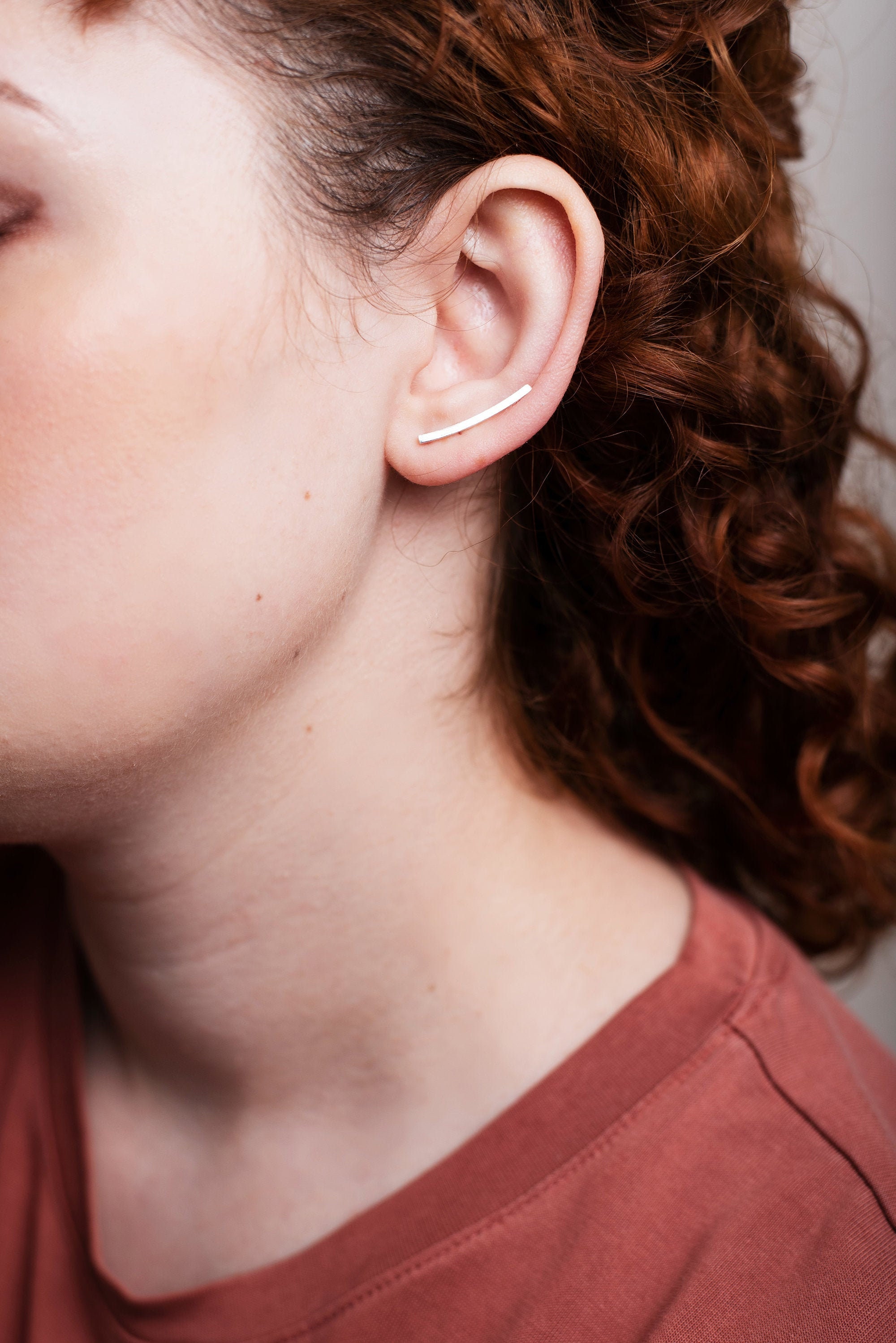 sterling Bar Ear Climbers - Minimalist Handmade Geometric Jewellery