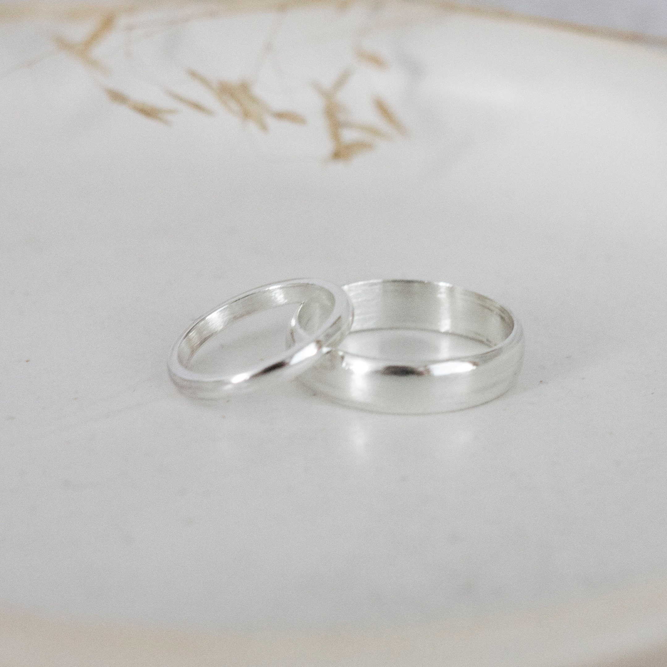 sterling Silver Promise Ring Set | Polished 100% Recycled Bands - Men’s, Women’s, Unisex Wedding Rings