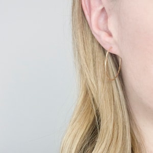 Half Hammered Hoop Earrings 14k Gold Fill image 7