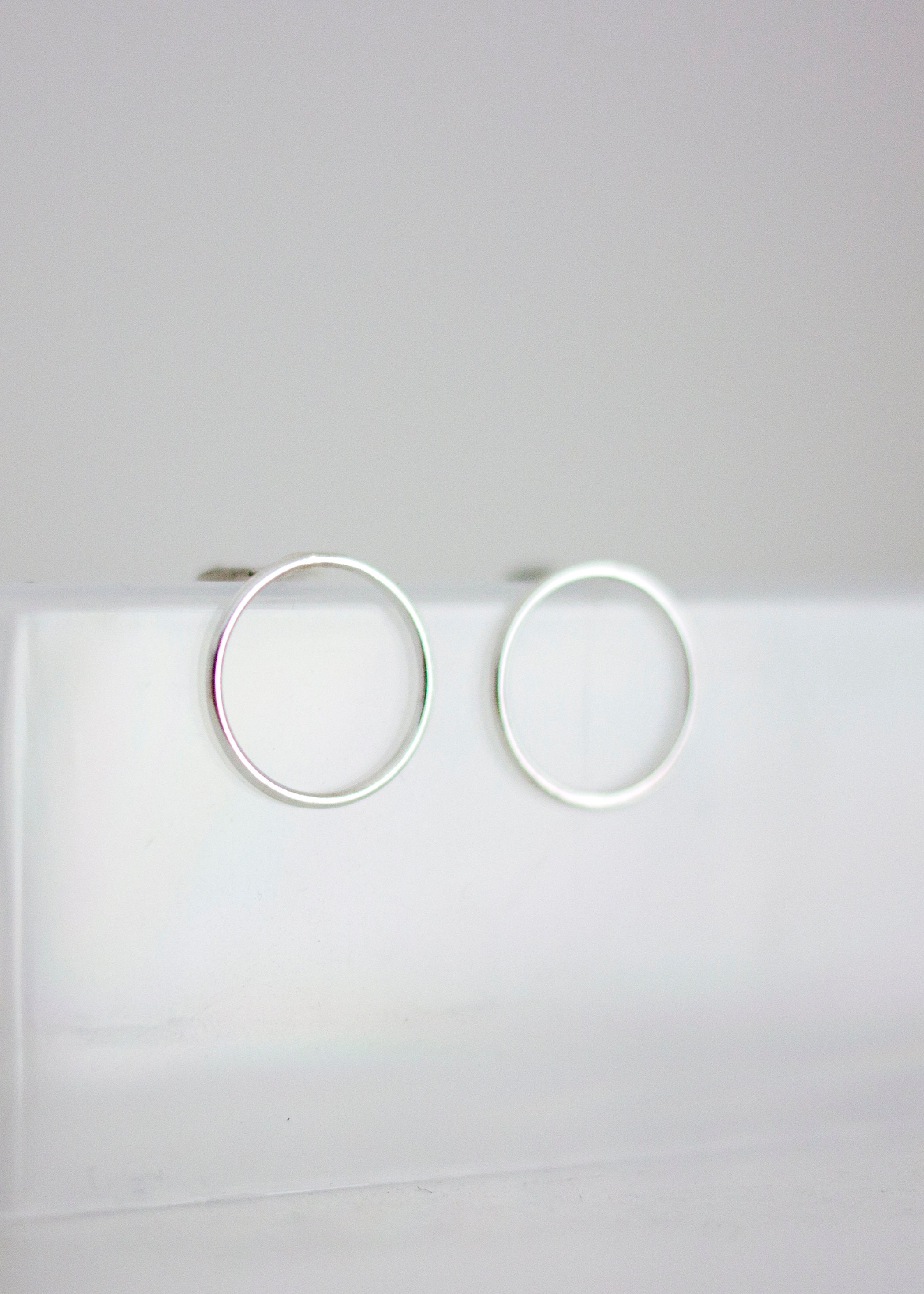 Sterling Silver Circle Stud Earrings | Silver - Minimalist Handmade Geometric Jewellery