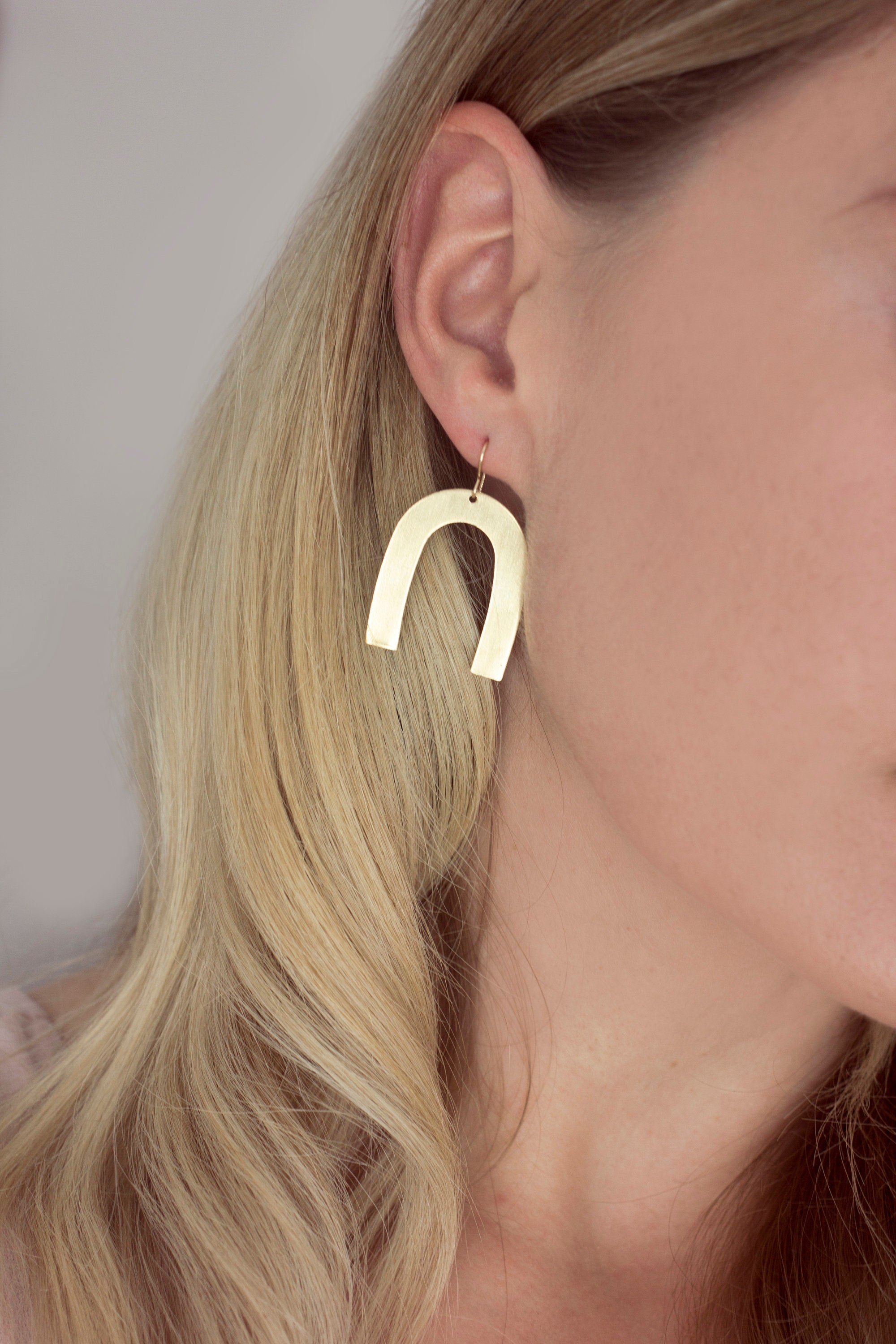 Brass Arc Drop Earrings - Minimalist Handmade Jewellery