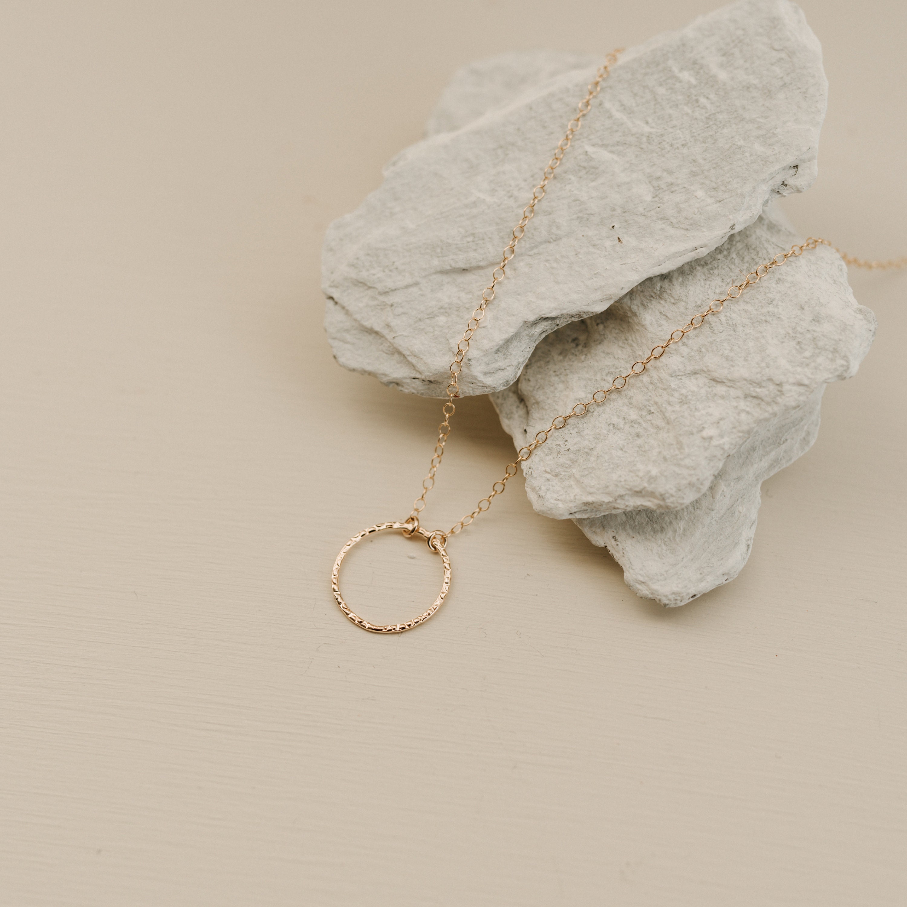 Textured Circle Necklace | Gold - Modern Geometric Jewellery