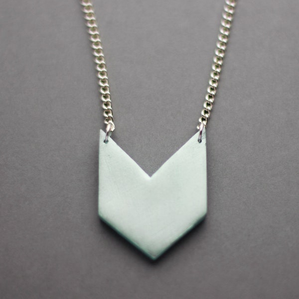 Geometric Chevron Triangle Necklace (Mint) - Modern Handmade Jewellery
