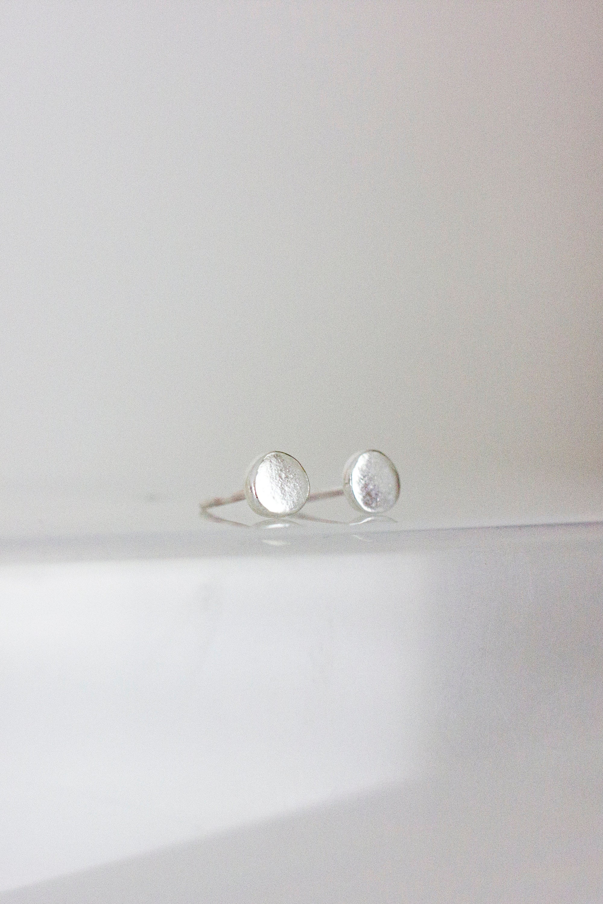 Circle Disc Stud Earrings | Sterling Silver