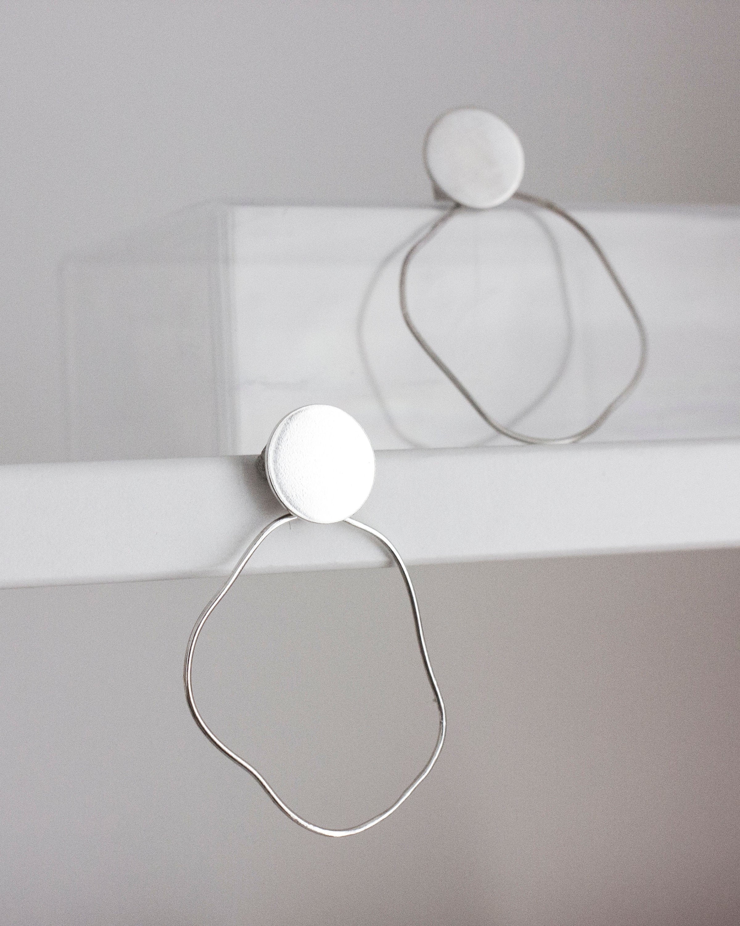 Freeform Double Circle Stud Earrings | Sterling Silver