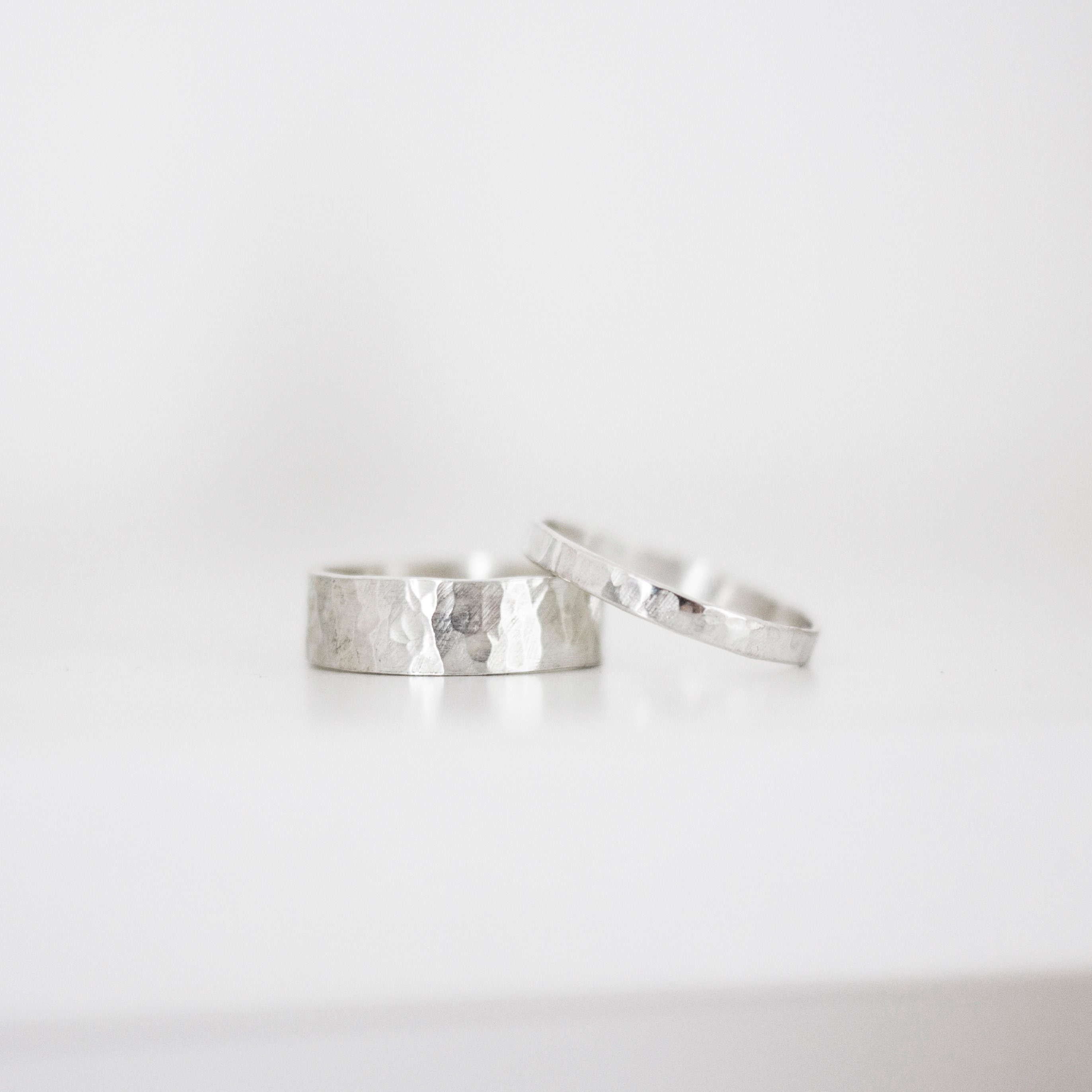 sterling Silver Hammered Band Ring - Minimalist Handmade Jewellery