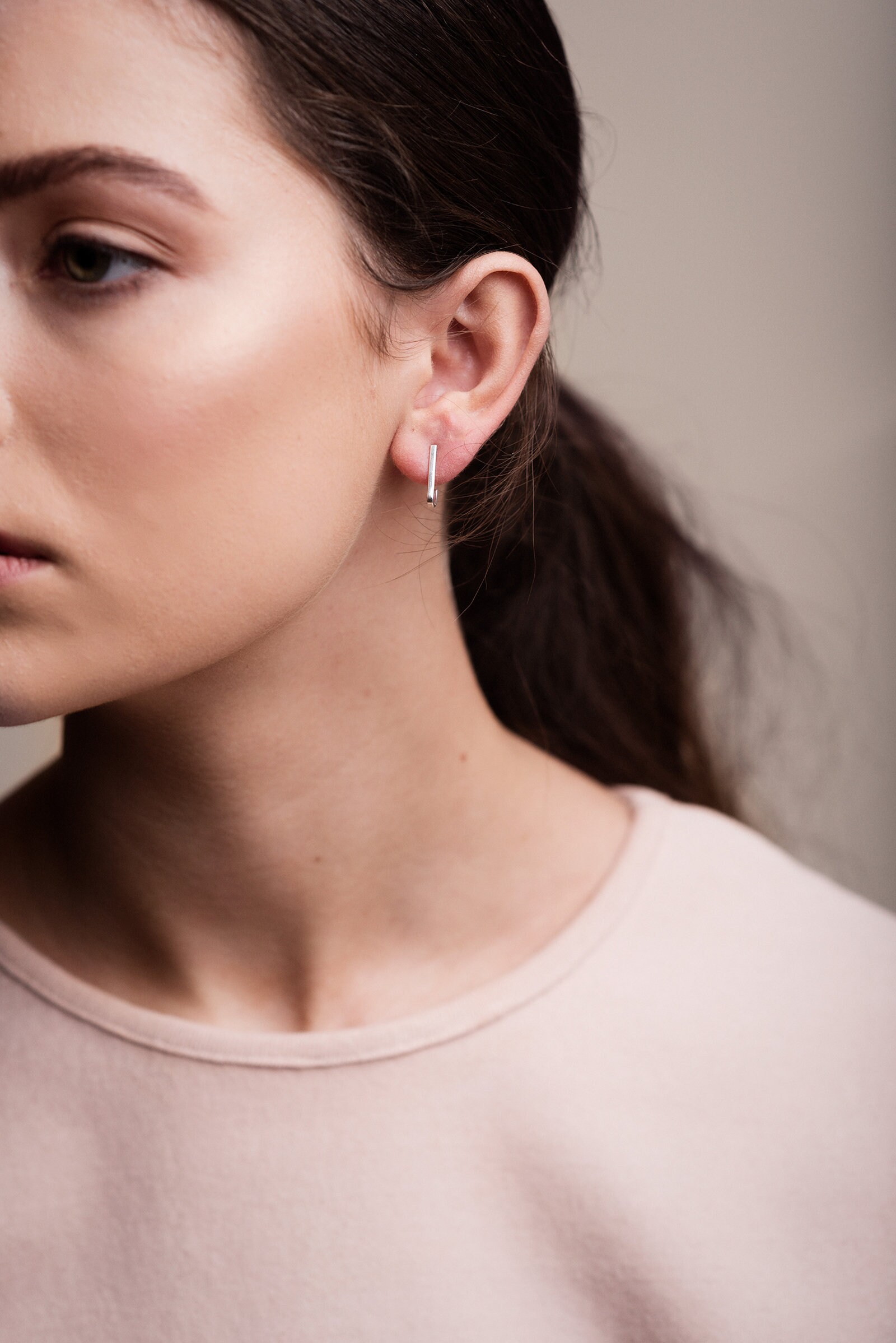Sterling Silver Wraparound Stud Earrings - Minimalist Handmade Geometric Jewellery
