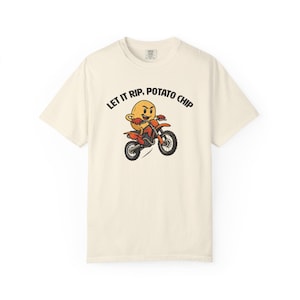 Let It Rip Potato Chip motocross shirt | Motorcycle Rider Cartoon Tee