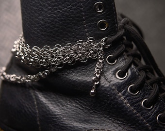 Iris - Dr Martens Boot Chains - Celtic Visions - Stainless Steel Handmade Chainmail -  Pair