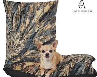 Abstract Gold Art Pet Bed with Removable Cover