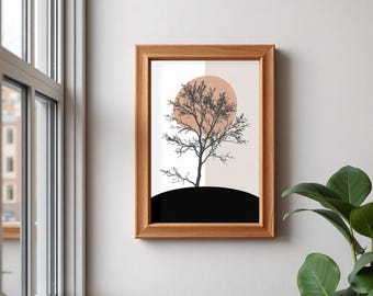 Japandi Tree Print Minimalist Zen Wall Art With Tree Wall Decor For Living Room Minimalist Abstract Art Downloadable Print For Wall