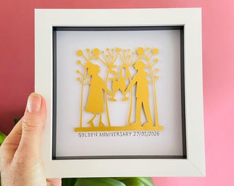 Personalised 50th Wedding Anniversary Paper Cut Art Frame