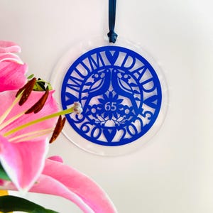 65th Anniversary Suncatcher Gift: Sapphire Anniversary Keepsake