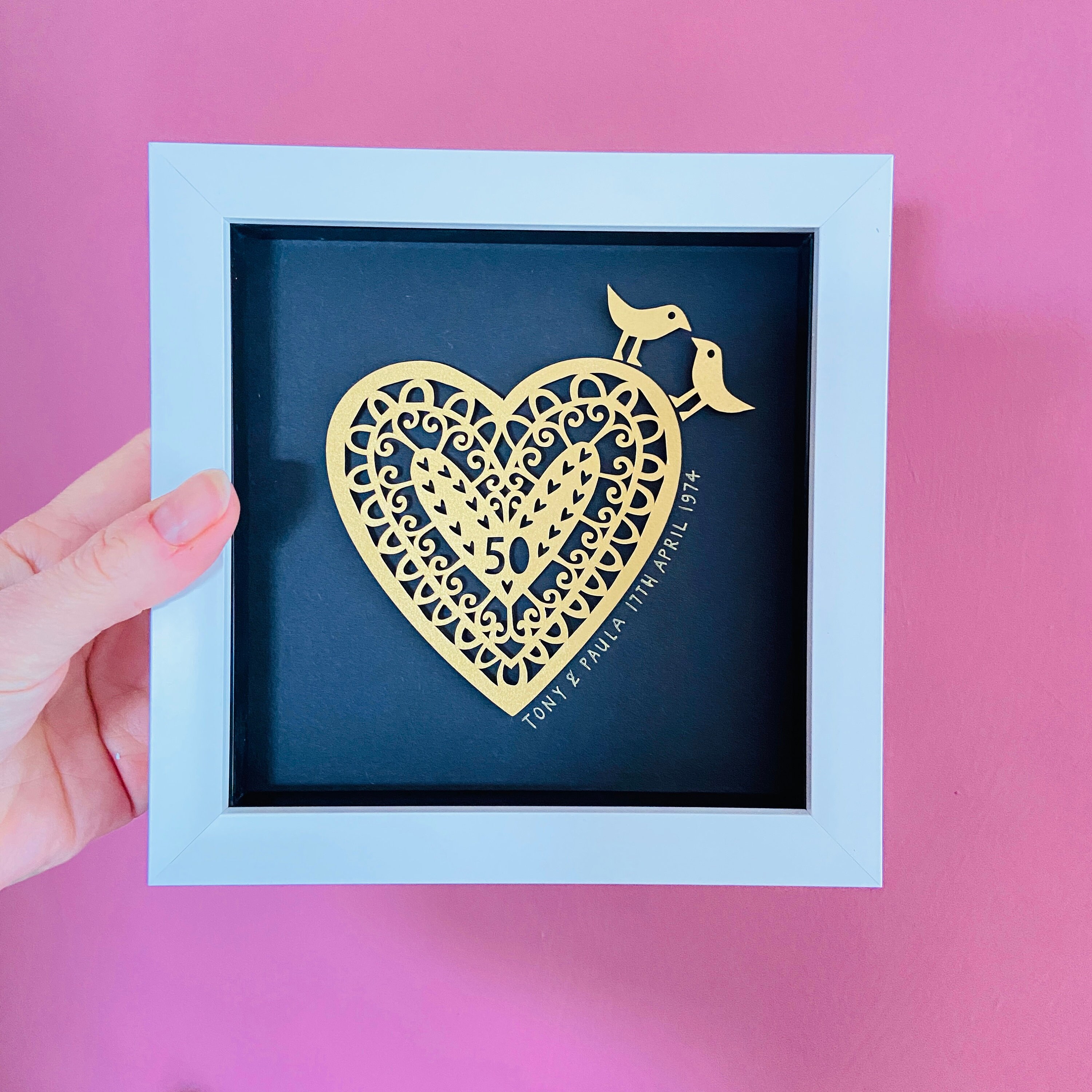 Papercur Frame Golden Anniversary Papercut Frame, Personalized 50th Anniversary Gift ...
