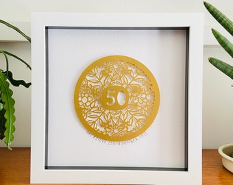 50th Anniversary Gifts for Parents / Golden Anniversary / Parents Anniversary / Personalised Paper Cut / Framed Paper Cut Art / 1973 2023