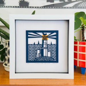 Framed Lighthouse Art / Paper cut / 3d Paper Wall Art / Scherenschnitte /  Framed Paper cutting / Lighthouse papercut / Gallery Wall Art