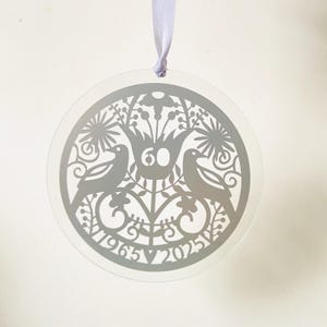 Diamond 60th Wedding Anniversary Hanging Decoration 60th Anniversary Glass Suncatcher Ornament / 60th Birthday Gift 1965 2025