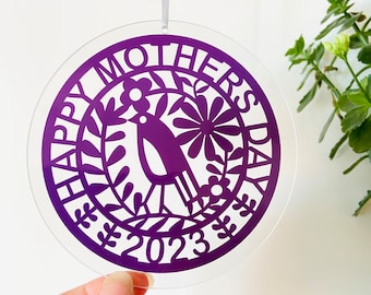 Unique Mothers Day Gifts, Gift for Mum, Glass Sun Catcher, Hand Made Glass Design, Moms Gift, Hanging Ornament