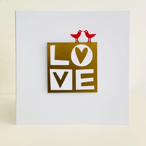 Love Card, Handmade Card Modernist Engagement, Wedding Anniversary Card