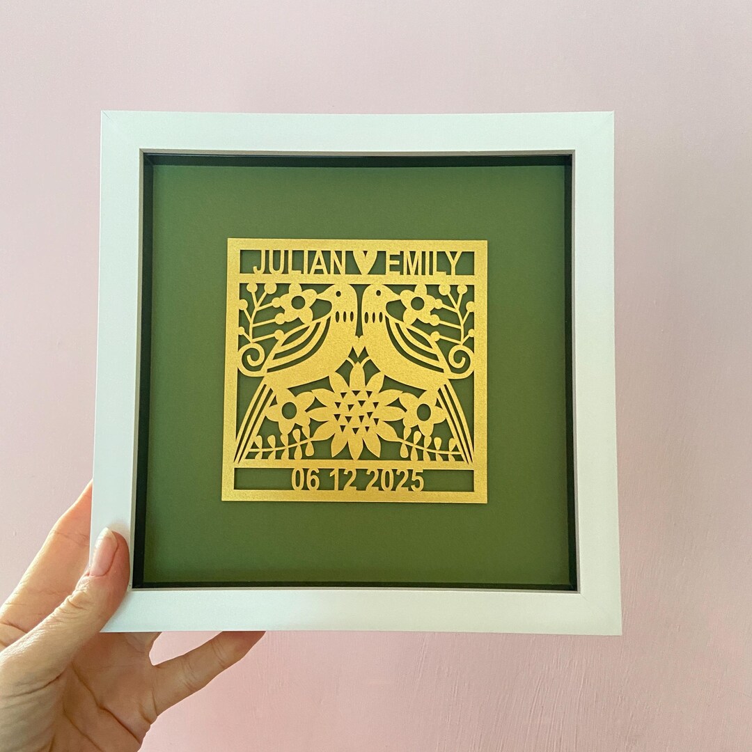 Personalised Paper Cut Wedding Date Frame Artwork With Names & Date ...