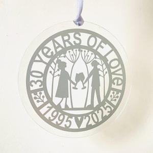 Pearl Wedding Anniversary Sun Catcher, 30th Anniversary, Married 1995, Pearl Anniversary Gift, 30th Wedding Memento, 30 Years