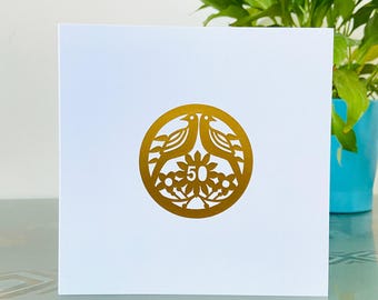 Carte de 50e anniversaire / Noces d'or / Cartes faites à la main / Carte de mariage 50e / 50e anniversaire