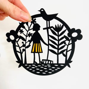 Gardener Papercut Template: Floral DIY Art (PDF & SVG)