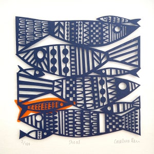 PaperCut Art / Fish Papercut /  3d Paper Wall Decor / Scherenschnitte /  Paper cutting / Coastal Art / Fish Picture / wall Art