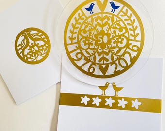 50th Anniversary Suncatcher: Floral Golden Wedding Gift