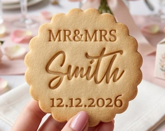 Custom Name & Date Wedding Cookie Cutter and Stamp, Bridal Shower Cookie Cutter, Engagement Cookie Stamp, Wedding Anniversary Gift