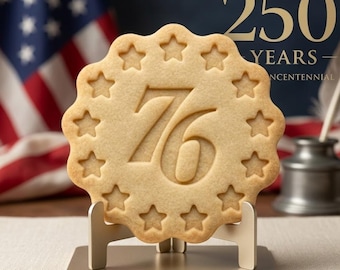 Cortador de galletas y sello patriótico 76, cortador de galletas Espíritu del 76, sello para galletas del Día de la Independencia 1776-2026, cortador de galletas del 250 aniversario de Estados Unidos