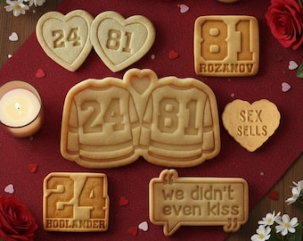 Cortadores de los números 24 y 81, Galleta romántica de hockey, Galleta romántica de hockey, Cortador de galletas de San Valentín, Regalos de San Valentín