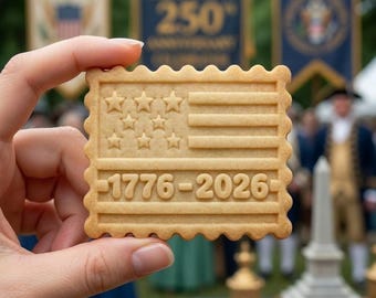 America 250 Years Cookie Cutter and Stamp, 1776–2026 USA Flag Cookie Cutter, 250th Anniversary Patriotic Cookie Stamp, 4th of July Stamp