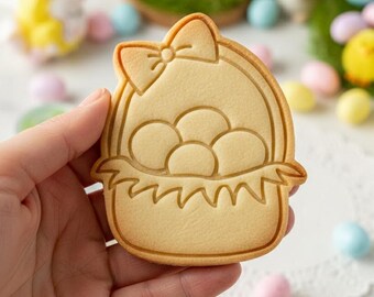 Eggs Basket Easter Cookie Cutter Stamp, Easter Personalized Cookie, Easter Gifts, Bunny Cutter, Easter Baking, Egg Clay Cutter