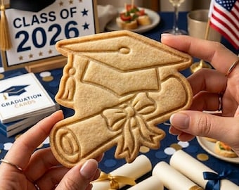 Graduation Cap With Diploma Class Of 2026 Cookie Cutter Stamp, Senior 2026, School Cookie, Graduation Gift, Grad Party Ideas