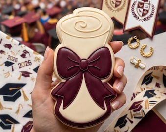 Graduation Diploma Cookie Cutter and Stamp, Grad Bow Cookie Cutter, Class of 2026 Cookie Cutter, Graduation Cookie Stamp