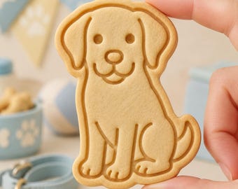 Sitting Puppy Cookie Cutter and Stamp, Dog Cookie Cutter, Labrador Golden Retriever Cookie, Dog Lover Gift