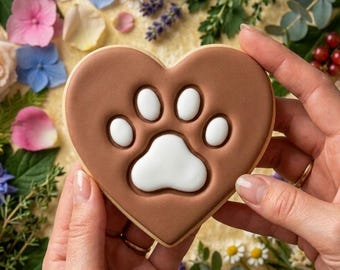 Heart With Puppy Footprint Cookie Cutter, Dog Paw Cookie Cutter, Animal Cutter Stamp Set, Custom Cookie, 3D Printed, Animal Gifts